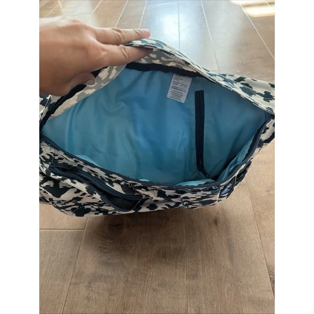 KAVU Rope Sling Canvas Bag Blue White Adjustable Strap 2 Zip Pockets 10L